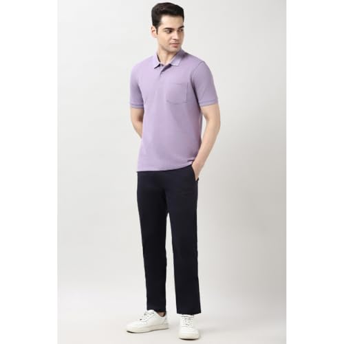 Image of Peter England Men's Cotton Maze Geometric Print Polo T-Shirt - Casual Wear | Modern & Stylish