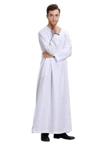 Qianliniuinc Men Arabic Long Sleeve Thobe for Ramadan - Muslim Kaftan Prayer Clothes Islamic Wear Middle Eastern Dress 5