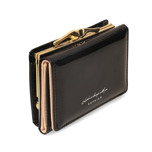 JANKS Petit portefeuille pour femme, mini porte-cartes laser irisé holographique avec poche pour...
