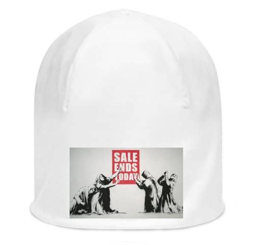 Bonnet blanc en coton extensible fin ajusté pour protéger du vent avec style Banksy