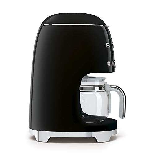 Smeg DCF02BLUK Drip Coffee Machine, Auto-Start Mode, Reuseable Filter, Digital Display, Anti-Drip System, Aroma Intensity Option, 1.4 Litre Tank, Black