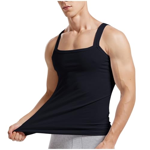 Finelylove Mens Tank Top Undershirt G-Unit Style Summer Tank Tops Square Cut Muscle Rib A-Shirt Gym Muscle Tank Top