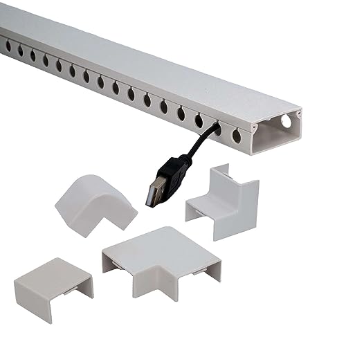 Couvercles de gestion de câbles PVC blanc 39x4x2cm à fixation rapide pour gaines
