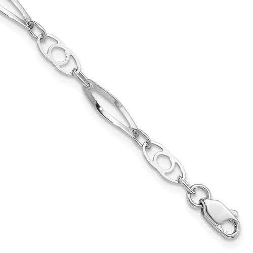 IceCarats 14K Solid White Gold 7 inch Link Chain Bracelet2