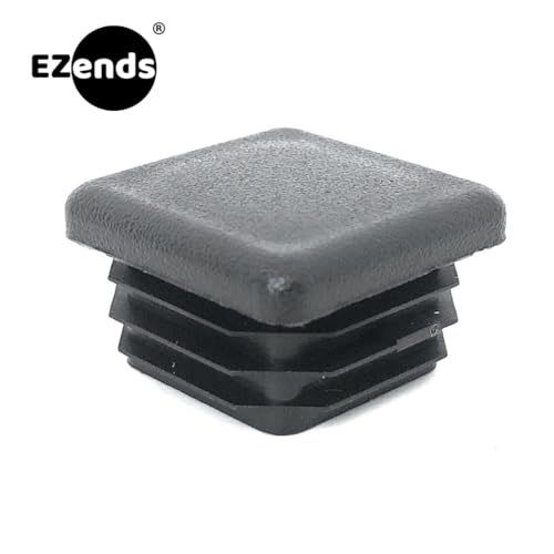 Image of Premium Grade 1 Inch Square Tubing End Caps (20 PK) - 14-20 Gauge Plastic End Cap Plugs for Square Tubing - Black