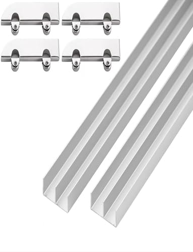 Riel de puerta corredera de vidrio acrílico, riel guía de polea deslizante doble suave para una fácil instalación