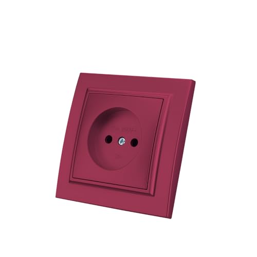 Versenkte Wandsteckdose,Wandsteckdosen-Set,250V AC 10A Innenwandsteckdose,Burgunderrot Nicht geerdete Steckdose