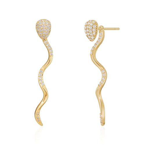 FETTERO Gold Stud Earrings for Women, 14K Gold Plated Hypoallergenic Earrings, Dainty Animal Snake Earring | Cartilage Piercing Jewelry | Gold Earrings for Women