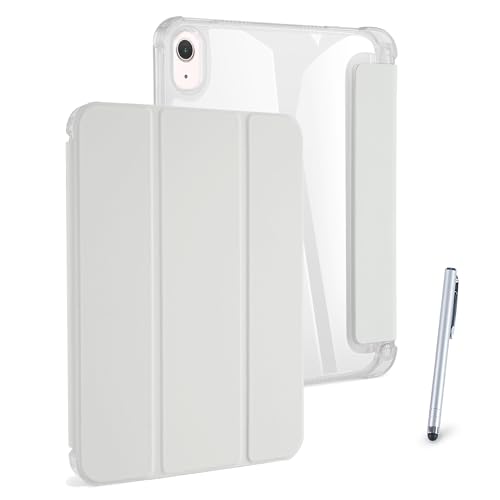 おまけタッチペン付き iPad Air11 (M3/M2) 第6世代 Air5 Air4 第5 第4世代 対応ケース 半透明 スマートケース ペンシル収納ホルダー付き クリアカバー iPad Air 11インチ air 10.9インチ エアー11 5 4 アイパッドカバー オートスリープ機能付 3つ折り マット加工 指紋防止 軽量 シンプル (T0267-a109a11-Lightgray)