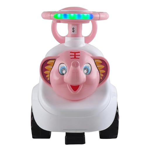 Image of kidsROAR Push Ride On Car for Kids 1-5 Years | Baby Push Car with Music, 3D Lights & Backrest | Premium Ride On Toy Supports Up to 35kg (Elephant, Pink)