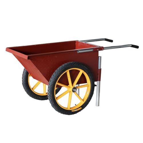 GUAWJRZDP Carretilla De Obra, Carretilla De Mano De Metal, Carro De Jardín, Carro De JardíN De Acero con Mango Retráctil, con 2 Ruedas Neumáticas, for Césped, Jardinería, Hierba, Rojo(Large)