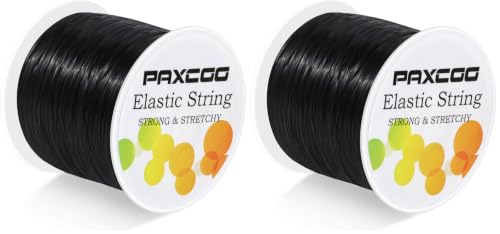Image of Black Elastic Stretchy String, Paxcoo Stretch Bead Cord for Bracelets, Necklaces, Jewelry Making and Beading Supplies (Pack of 2)