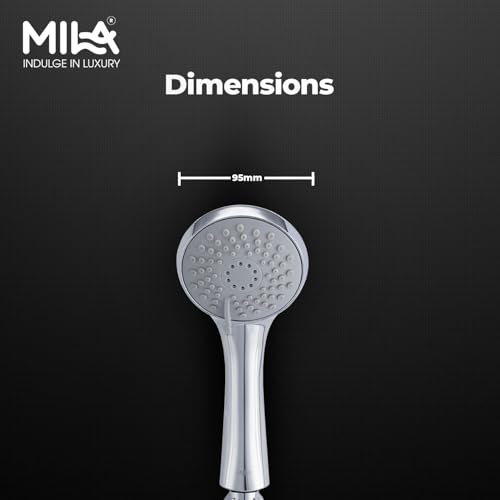 Image of Mila Glide 2-Function Hand Shower | Massage, Massage + Spray /Rain Modes | Chrome Finish |Modern Design | Includes Hose (1.5m), Bracket & Installation Kit (Φ95mm)