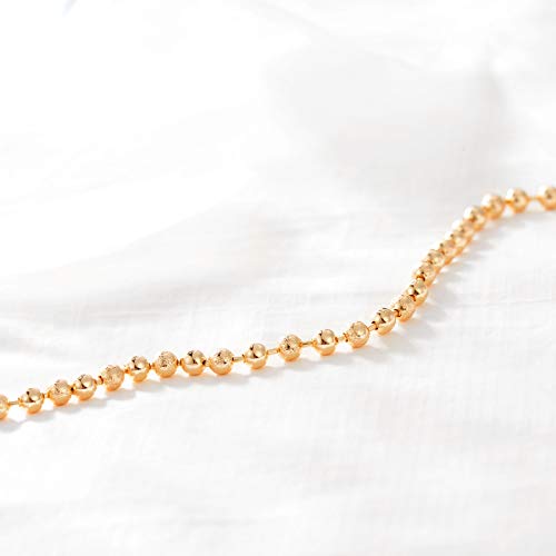 Fettero Women Gold Anklet Round Bead Ball Dainty Chain Link 18K Gold Plated Barefoot Delicate Tiny Cute Summer Boho Beach Simple Anklet For Women Minimalist Foot Jewelry Adjustable Gift For Her #TOP3