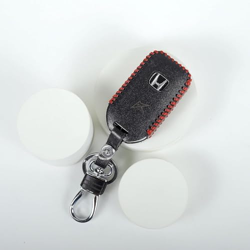Image of Leather Car Smart Key Cover Case for Honda New Civic New Honda City (Black)