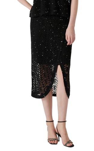 Jupe midi en tricot à fente BC1131 : jupe droite maille crochet