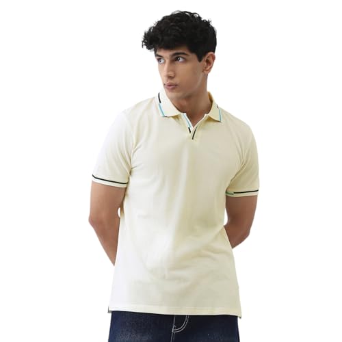 Image of Urbano Fashion Men's Solid Regular Fit Half Sleeve Cotton Polo T-Shirt