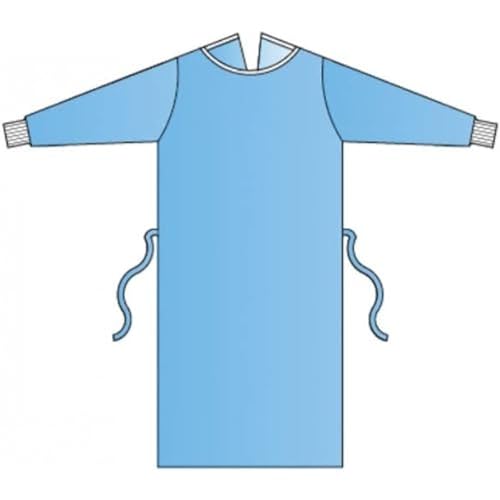 Mediberg SP Spezialisierter OP-Kittel aus TNT SMMS, steril, Einweg, wasserabweisend, hellblau, Größe L, Länge. 130 cm, Spender mit 30 vorgefalteten Kitteln, eingewickelt in medizinisches Papier