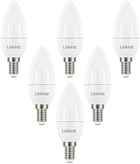 Linkind E14 LED Candle Bulb, 7W Daylight Small Edison Screw Candle Light Bulbs, 60W Equivalent 860 Lumens, 5000K, C35/B35 SES Bulbs, Non-Dimmable, 6 Pack