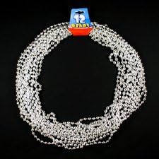 12 silver bead necklaces- pirate treasure or princess party favors!