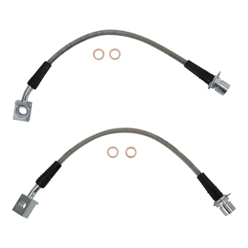 TRQ Rear Performance Brake Hose Set 2 Piece for 2007-2014 Cadillac Escalade 2007-2013 Escalade ESV EXT Chevrolet Avalanche Suburban 1500 Tahoe GMC Yukon XL 1500