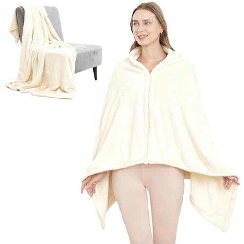 SNZ Coperta Poncho in Flanella Donna & Uomo - Cape Invernale Extra Morbido come Coperta per Divano, Coperta da Viaggio, Calda Coperta per Casa, Aereo, Ufficio e Campeggio, Durevole (150x80 cm)