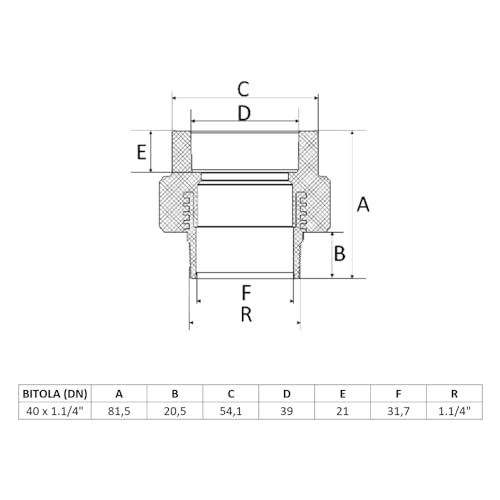 ADAPTADOR TR. F/M PPR INS MET.40X1.1/4"