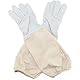 ZONSUSE Imker Handschuhe aus Ziegenleder, Imker Schutzhandschuhe mit Langen Ärmeln aus Segeltuch, Arbeitshandschuhe für den Garten, Mit Bienenschutzanzügen Kompatible Imkereiausrüstung (Weiß)