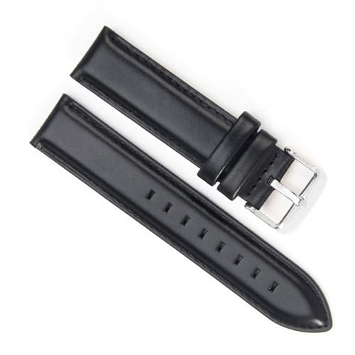 Bracelet en cuir pour montre DW Daniel Wellington noir argent 22mm