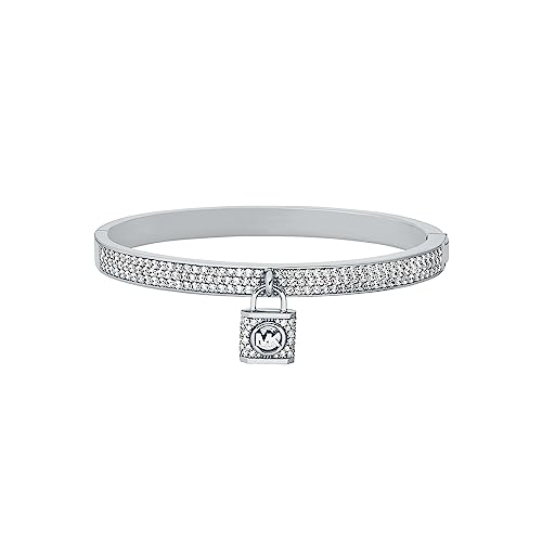 Michael Kors Women's Platinum-Plated Pavé Lock Charm Bangle by Michael Kors - Used condition - US$146.51
