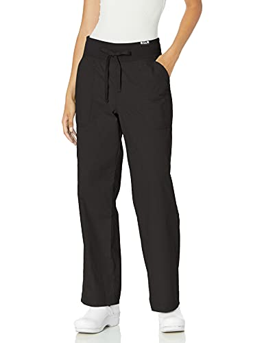 Koi womens Morgan ultra comfortable yoga style knit waist cargo pants, Black, Medium