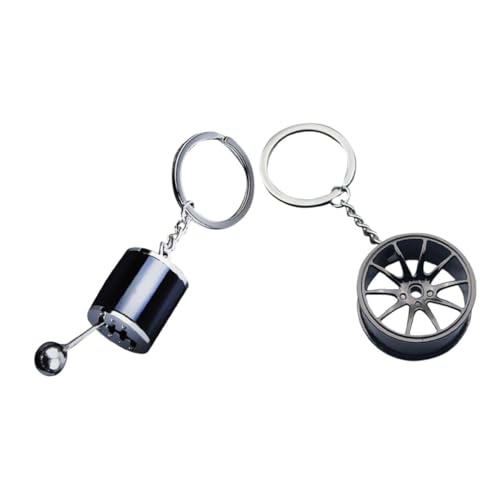 BESPORTBLE 2 piezas Llavero Creativo de Metal para Coche Colgante de Palanca y Rueda Negra Accesorio Resistente y Práctico para Llaves de Auto y Mochilas