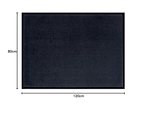 Hanse Home Washable Indoor and Outdoor Doormat Plain Door Mat Dirt Trapper Mat Dirt Trapper Mat Entrance Rug Non-Slip Sizes 80 x 120 cm Black - Image 2