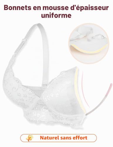 ohmydear Femme Soutien-Gorge Classique Grande Taille en Dentelle avec Armature Grand Maintien Brassiere avec Bonnet Adjusted-Straps Soutien Gorge – vue 5