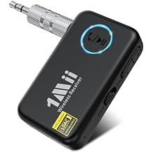 1Mii LDAC Bluetooth Aux Adapter for Car, Wireless Bluetooth 5.3 Receiver with Volume Control, 10H Battery Life, Hands Free Calls, Use in Car/Home Stereo/Wired Headphones/Speaker