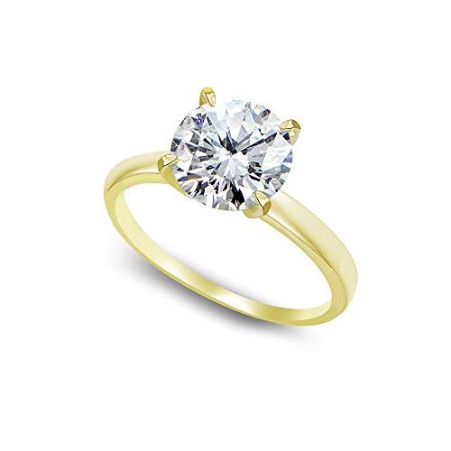 B. BRILLIANT Sterling Silver 3ct Round-Cut Solitaire Cubic Zirconia Engagement CZ Bridal Ring - Main Image