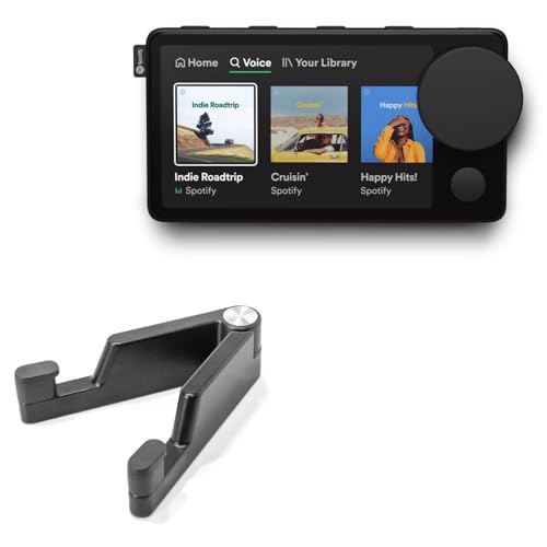 BoxWave Stand and Mount Compatible with Spotify Car Thing - Desktop Aluminum SoloStand Adjustable Hands-Free Portable with Rubber Feet - Jet Black