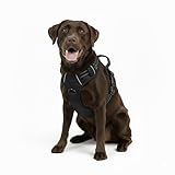 Gavpepy No Pull Dog Harness, Reflective Comfortable Vest Harness with Front & Back Easy Control Handle Adjustable Soft Padded Pet Vest for Small to Large Dogs (Large,Black)