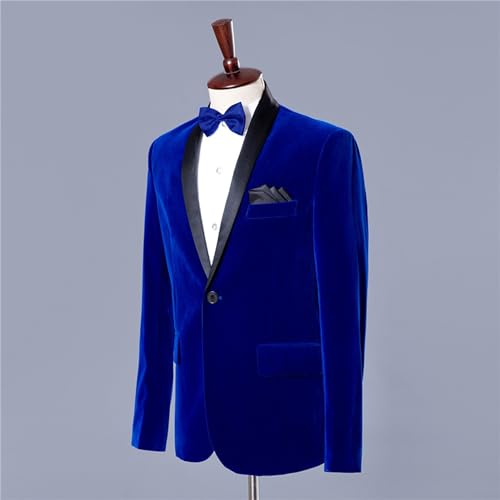 Men's Velvet Jacket & Pants Suit 2 Piece One Button Solid Suits Classic Business Party Dinner Blazer2