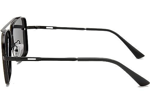 Image of Square Oversized Sunglasses for Men & Women | UV400 Protected Fashion Retro Metal Frame Sunglasses | Vintage Gradient Lens Stylish Eyewear for Driving, Travel & Outdoor