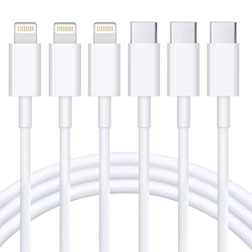 Image of RCTech USB C to Lightning Cable 3Pack 10FT [MFi Certified] Type C Power Delivery Fast Charging Cord for iPhone 14 /13 /12 /11 /XS /XR /X /8 /iPad