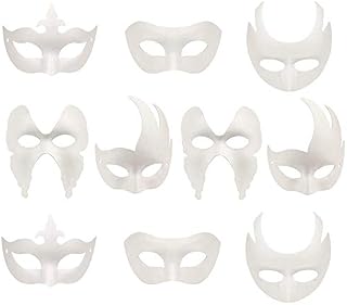 Xinlie White Mask Unpainted, DIY Masks Masked Ball Party Mask Anonymous Masks for Painting Kids for Halloween Carnival Cosplay Hand Painted Design Mask (10 Pieces)