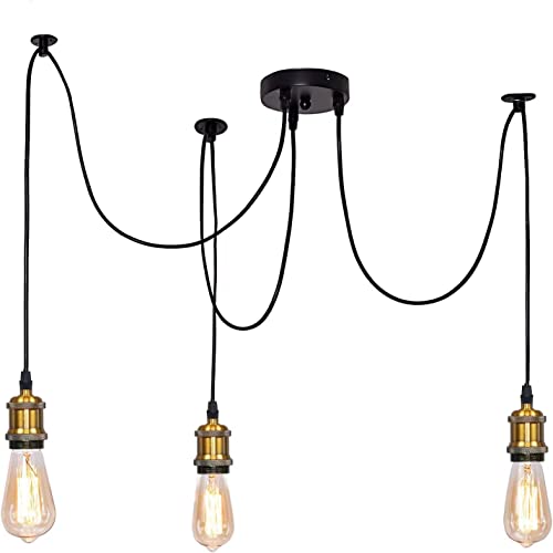 Lianye Lámpara de techo E27 Spider Lámpara Colgante, Luces de techo Industrial Light de la vendimia de montaje, 3 Jefes de araña 3 cabezas Cover