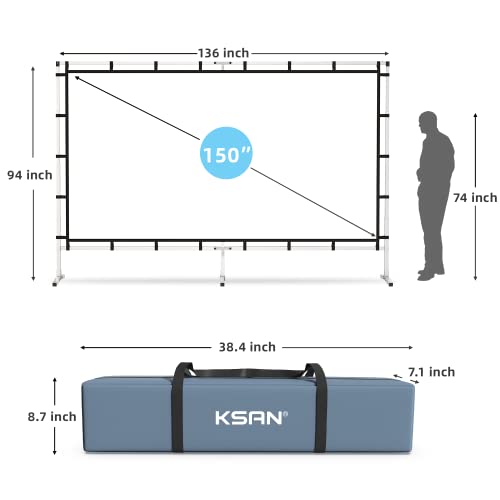 Projector Screen, Ksan Outdoor Hd 4K Projector Screen With Stand 150 Inch, Portable 3D Fast-Folding Giant Projector Projection Screen For Party Home Theater Cinema (16:9) #TOP4