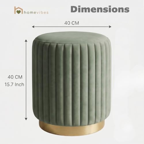 Image of Velum 3 Seater Sofa for Living Room & Office | Premium Fabric Upholstery | Solid Wood Frame | Comfortable Seating | 3 Years Warranty (Frosty Green, Seating Pouffe)