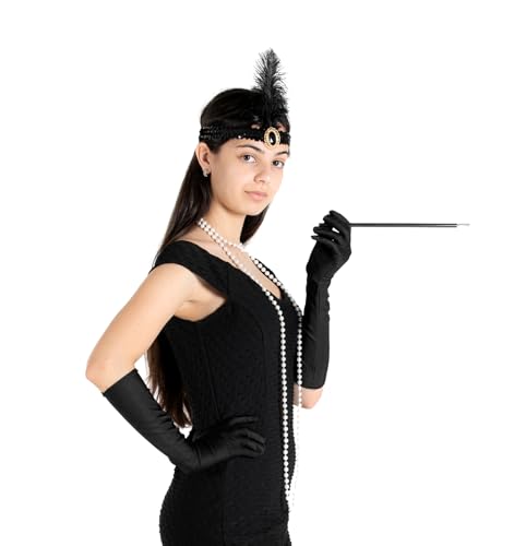 Ciao 31583 Kit Travestimento Anni '20 Charleston (Fascia Testa, Guanti, Collana, Bocchino) Fancy Dress, Black - Image 2