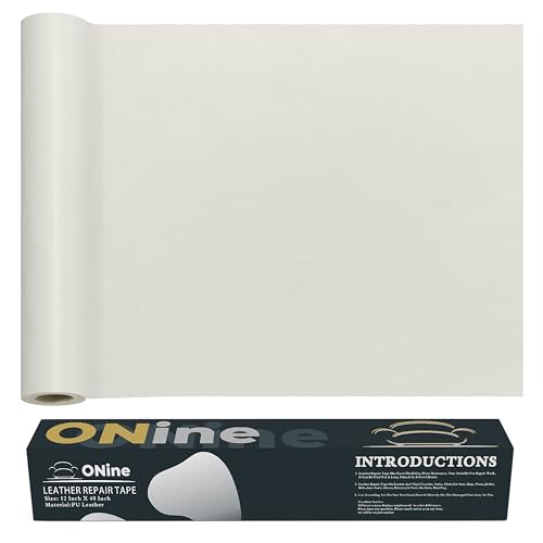 Image of ONine Leather Repair Patch, Leather Repair Tape, 12 x 48 Inches Self-Adhesive Couch Patch, Waterproof, Wear-Resistant, for Furniture, Drivers Seat, Sofas, Car Seats（White)