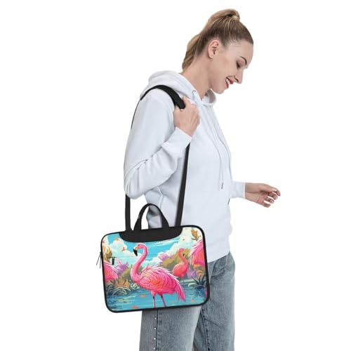 Bolso de hombro para laptop color rosa pájaro flamenco miniatura 7