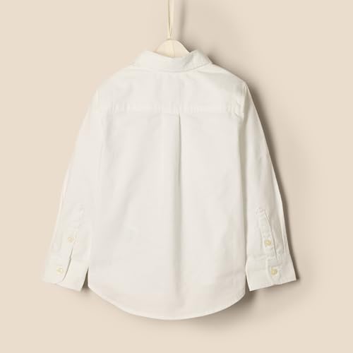 Amazon Essentials x Sofia Grainge Baby Jungen Elastisches Oxford-Hemd mit Kragen, Weiß, 18 Monate
