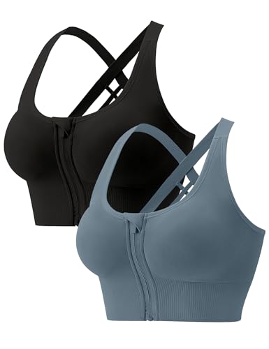 Heersan Sport BH Damen Push up Sports Bra Starker Halt Crossback Seamless Ohne Bügel Yoga Bra mit Abnehmbaren Gepolstert für Fitness Lauf Joggen Reiten